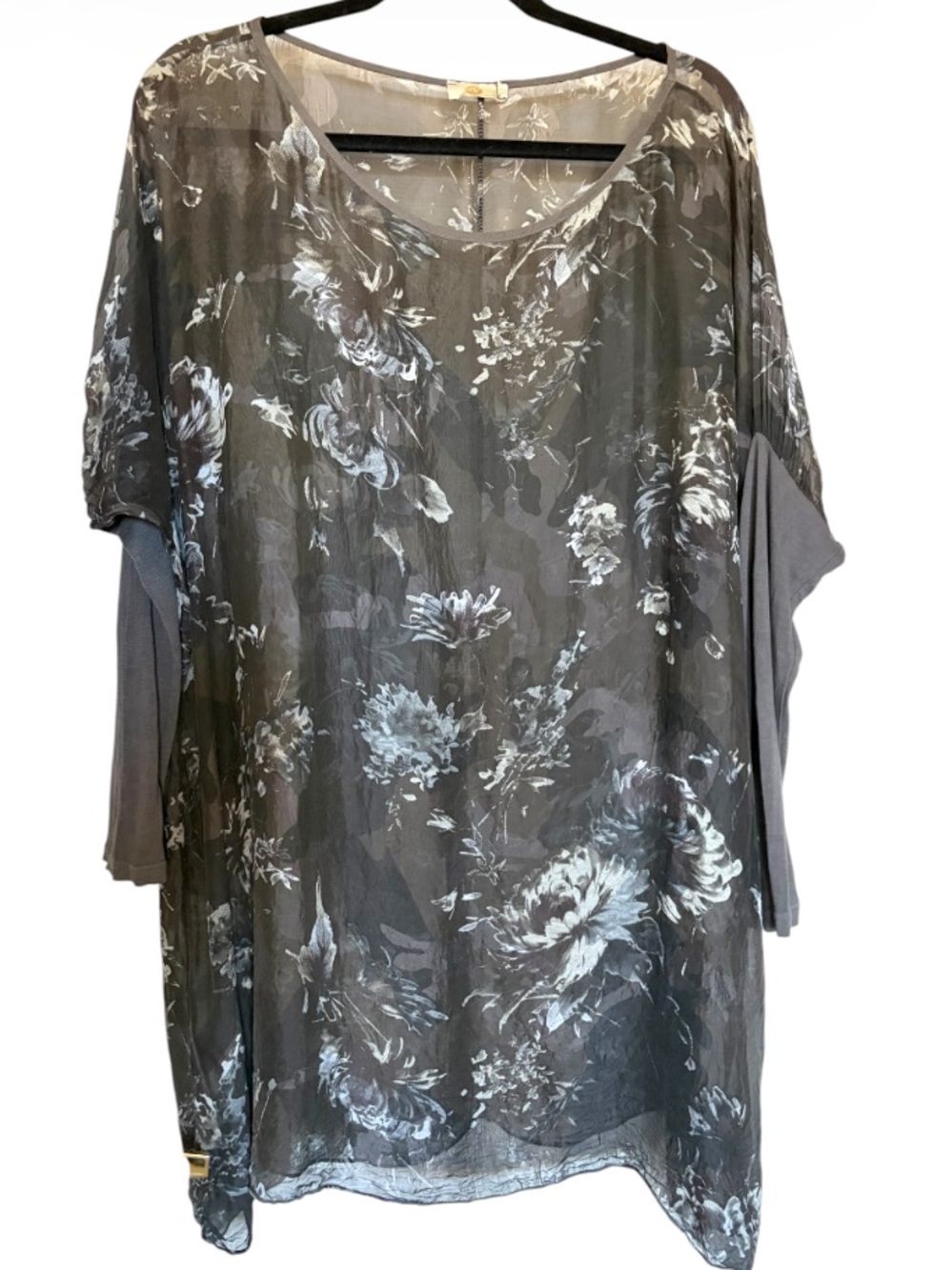 M Made in Italy silk chiffon tunic batwing dolman blouse